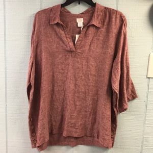 Sigrid Olsen Women Plus Size 2X linen Top Blouse